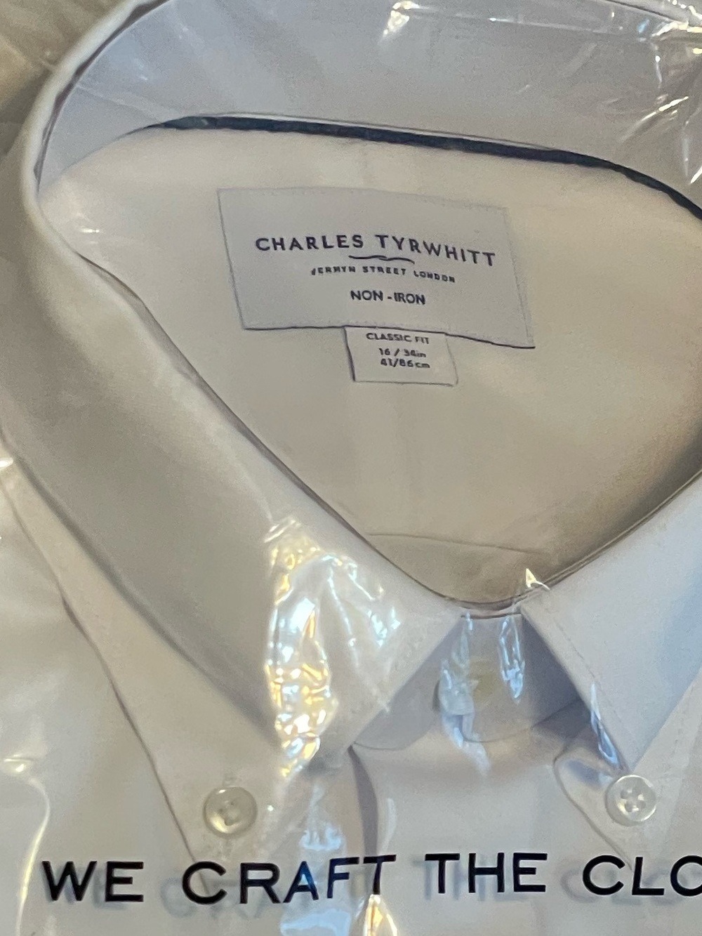 Charles Tyrwhitt Mens 16/34in White Non Iron classic Fit Button-Down Dress Shirt - Picture 5 of 9
